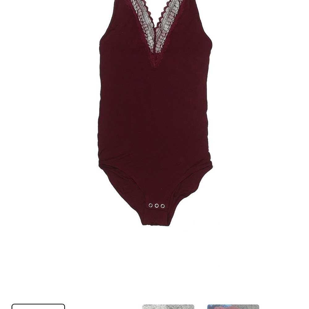 AEO maroon lace trim bodysuit - Picture 3 of 5